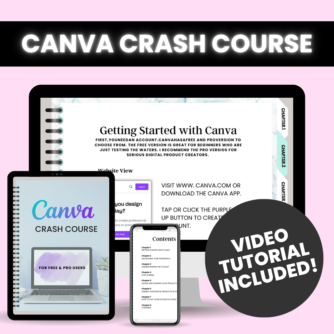 Canva Crash Course - E-book + Video Tutorial!